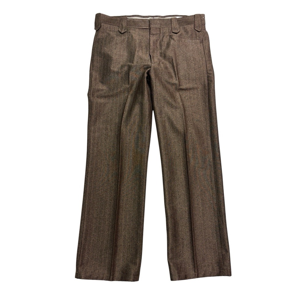 vtg Circle S 36x30 Brown Western Dress Suit Pants Knit Polyester Bootcut Cowboy